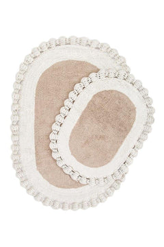 Light brown cotton bath mat set 60 x 90 cm and 40 x 60 cm