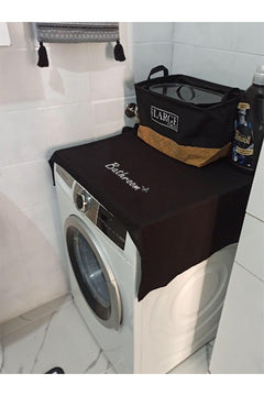 Black protective cover for washing machines in gabardine fabric