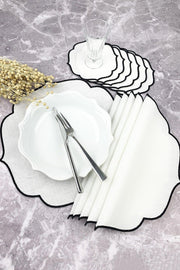 Black Embroidered 12 Piece Set Placemat And Cocktail Napkin - Swordslife