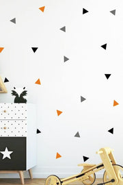 Black Gray Orange Color Triangles Kids Room Sticker - Swordslife