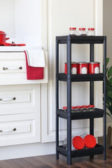 Black Kitchen Bathroom Shelf Unit 4 Tiers Plastic Flower Pot Corner Shelf Liveda Brand - Swordslife