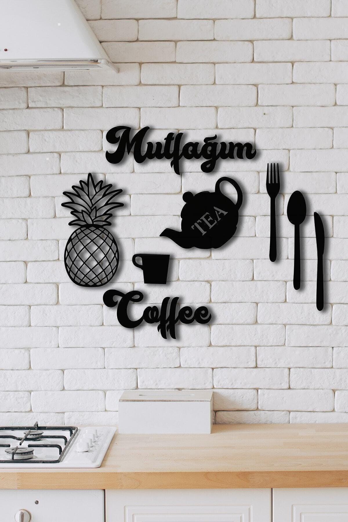 My Black Kitchen Pineapple Kitchen Concept Wooden Wall Decor 9 Pieces Mhy 1077 - Swordslife