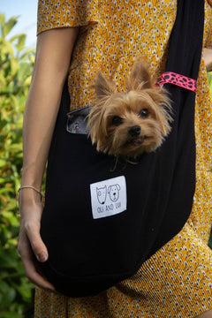 Black Dog Carrying Bag - Adjustable Strap Comfort Pouch for Small Dogs