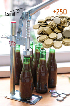Stainless steel bottle capping tool with 250 crown caps