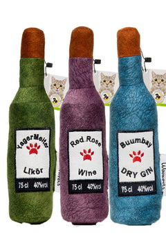 Set of 3 Squeaky Plush Drink Bottle Toys for Dogs and Cats