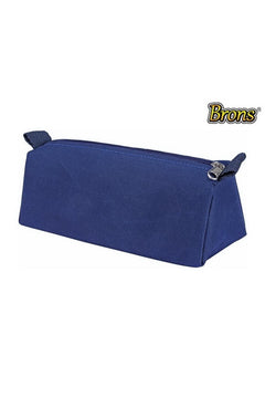 Navy triangle pen case with secure storage for writing tools