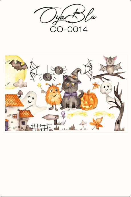 Halloween Halloween Decorations Bat And Cat Decorative Sticker,glass Sticker - Swordslife