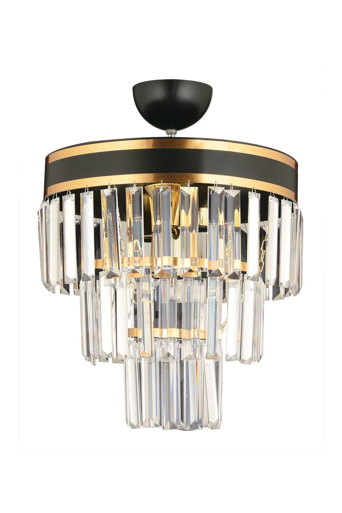 Çağla 3 Piece Black Gold Gilded 30 Lux Modern Chandelier - Swordslife