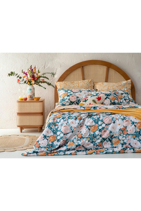 Camellia Cotton Double Duvet Cover Set 200x220 Cm Peach - Swordslife