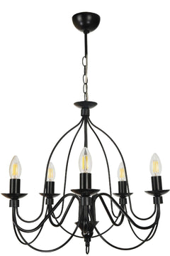 14-bulb black metal chandelier for large room illumination