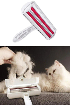 Pet hair removal tool with dual collection chambers for clothes and furniture