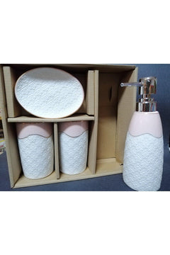 Ceramic 4-piece bathroom set with soap dispensers and toothbrush holder