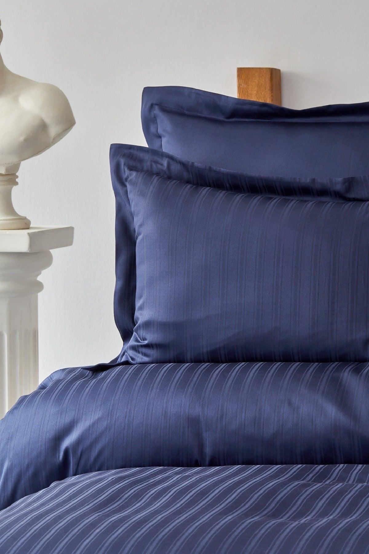 Charm Bold Navy Blue 100% Cotton Double Duvet Cover Set - Swordslife