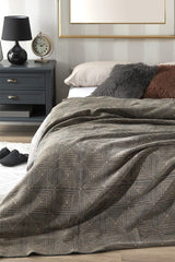 Checker Cotton Double Blanket 200x220 Cm Anthracite - Beige - Swordslife