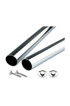 Chrome-Plated 100 cm Cabinet Pipe Hanger with Flanges & Screws for Secure Installation