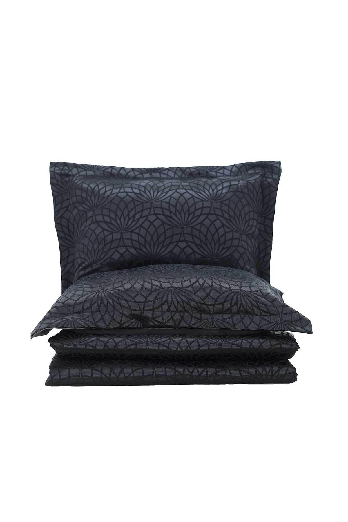 Double Anthracite Jacquard Chenille Fabric Garden Bedspread Set - Swordslife