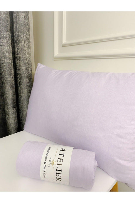 Double Lilac Ranforce Elastic Bed Sheet 180x200 2 Pillow Cases - Swordslife