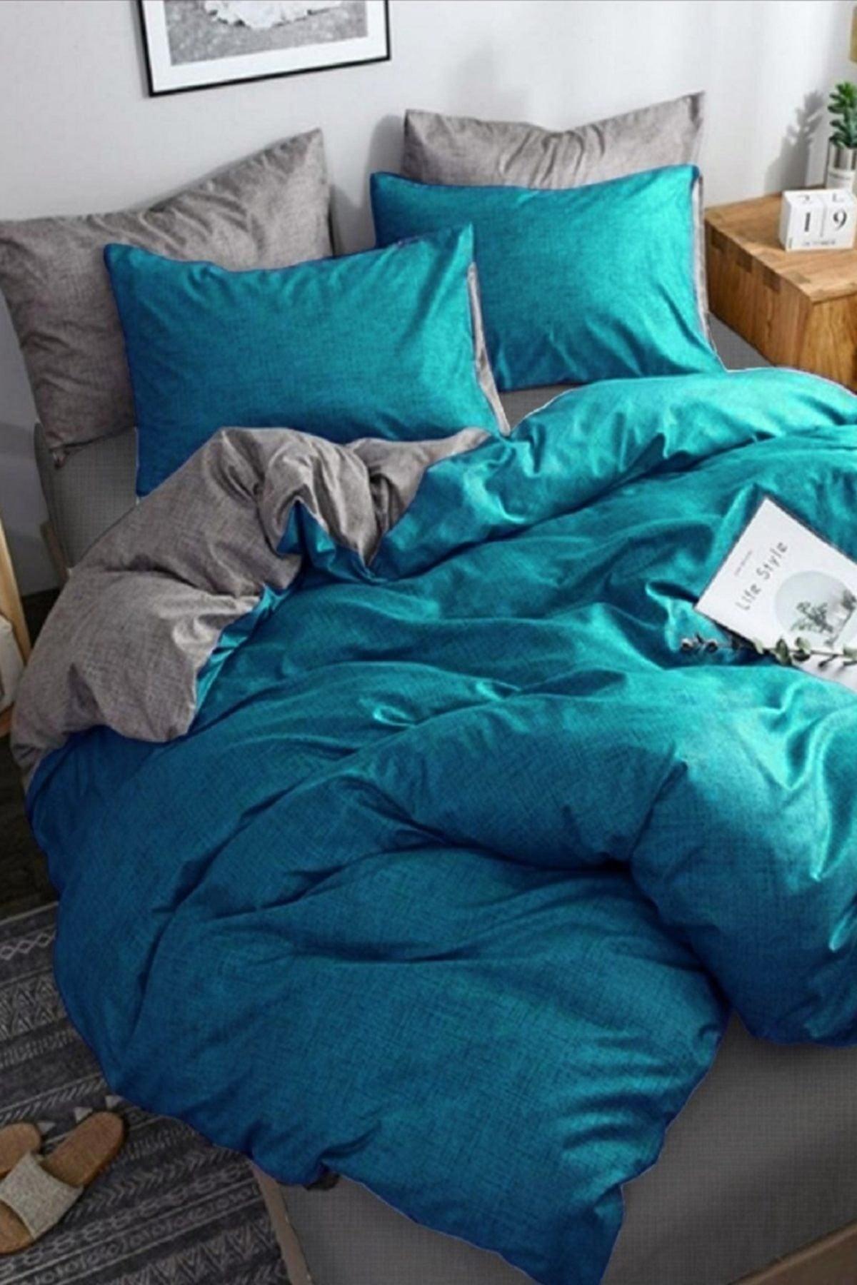 Double Duvet Cover Set Turquoise Gray - Swordslife