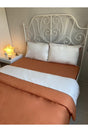 Double Sided White-orange Colored Double Duvet Cover Set - Swordslife