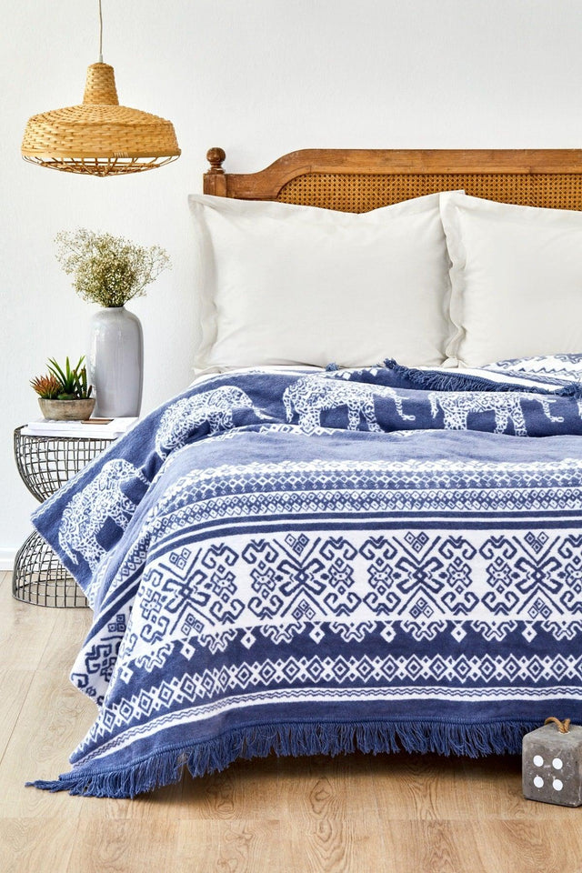 Colmar Indigo Double Blanket - Swordslife