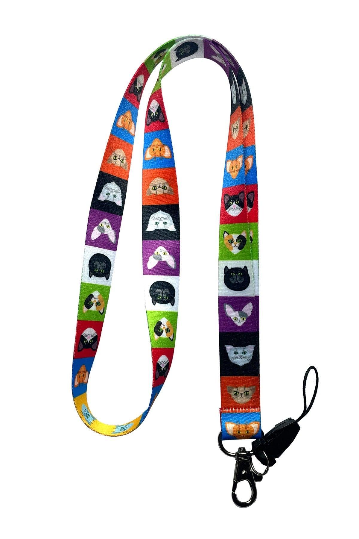 Colorful Cats Neck Lanyard and Phone Strap