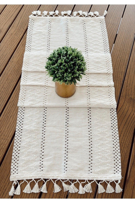 Cotton Shawl Motif Lace Knit Runner - Swordslife