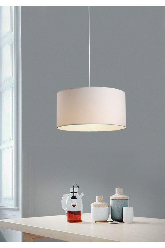 Cream White Fabric Headed Pendant Lamp Chandelier Srkt-1 - Swordslife