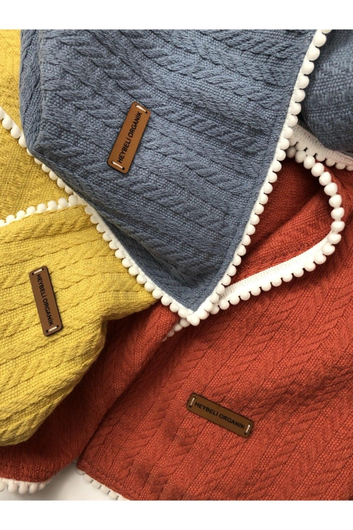 Cunda Series Knitting Pattern 100% Cotton Baby Pique Blanket Mustard // 110x100 Cm - Swordslife