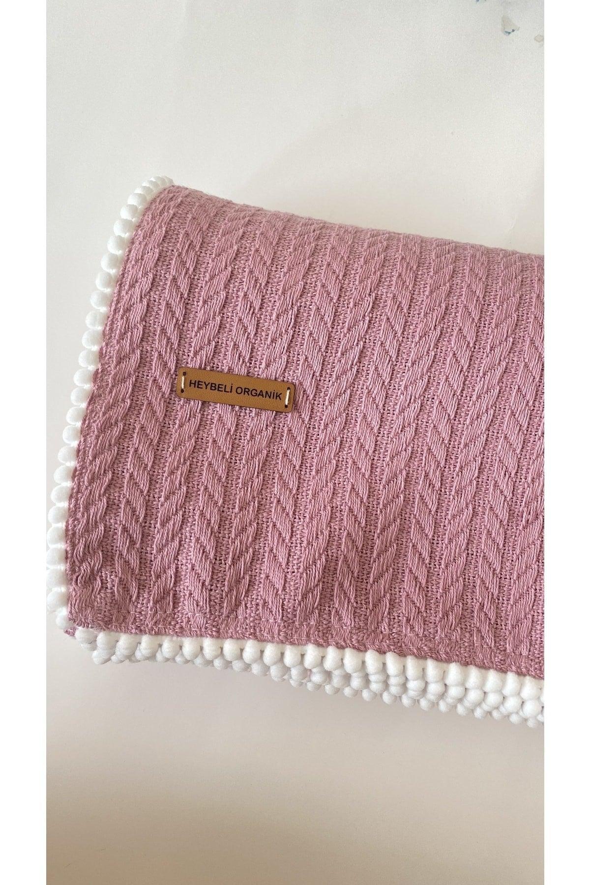 Cunda Series Knitted Pattern 100% Cotton Baby Pique Blanket Violet // 110x100 Cm - Swordslife