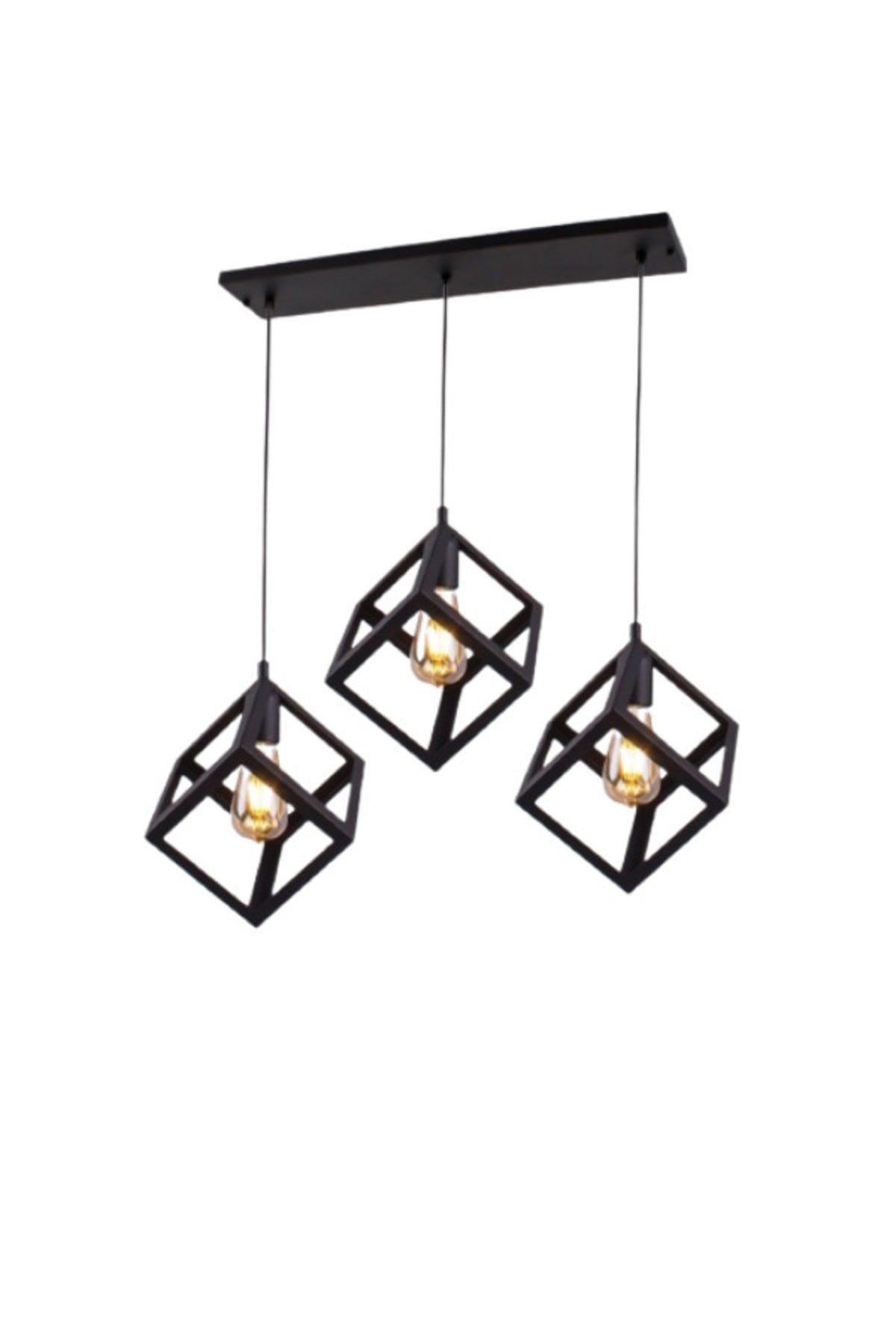 Cube 3-Sequential Black Lined Chandelier - Swordslife