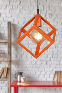 Orange Single Bulb Metal Chandelier - 22 cm Diameter