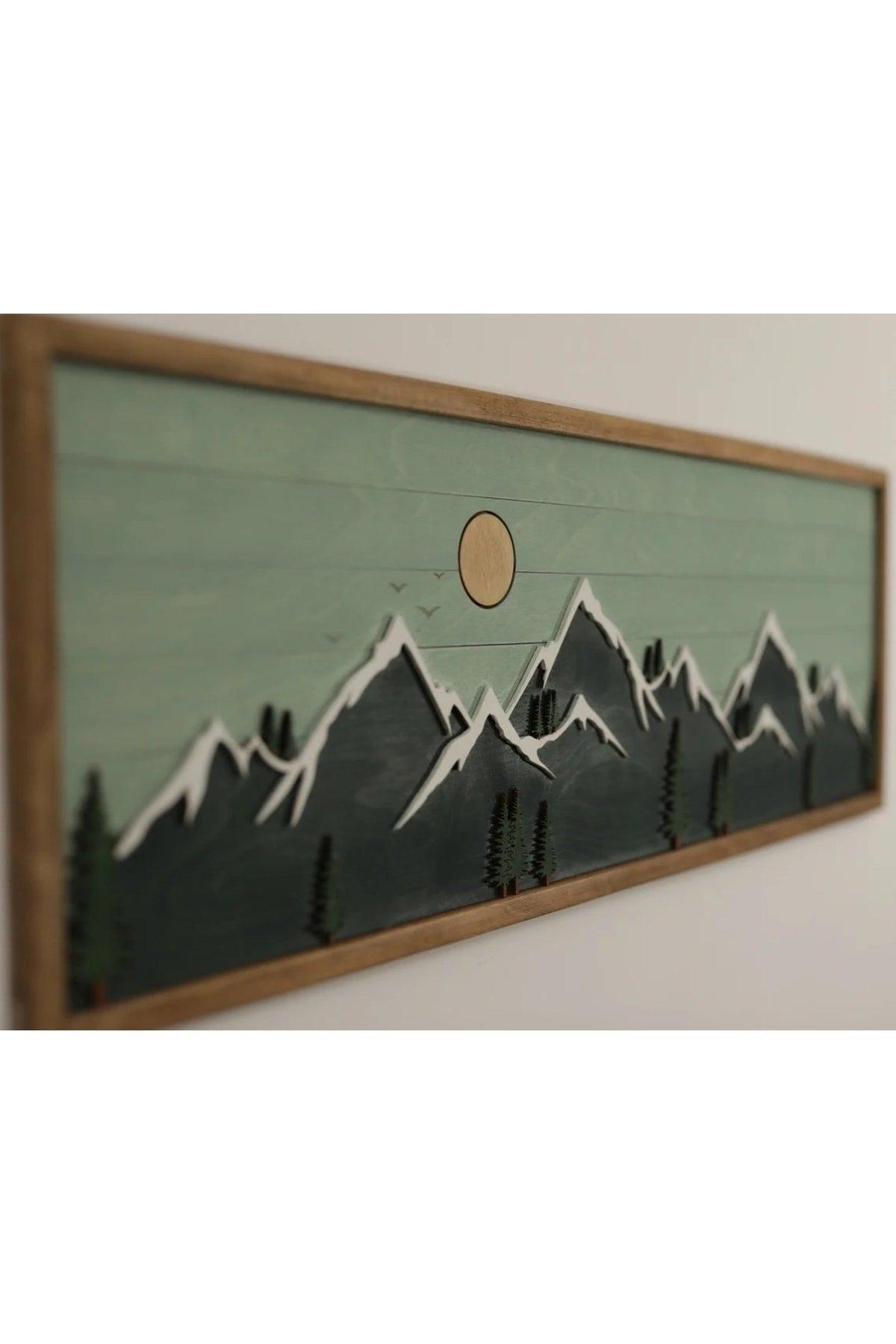 Mountain Wall Art Wood, Wood Wall Art, Modern Farmhouse Decoration, Wall Decor Wood 3d - Swordslife