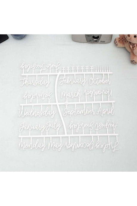 Day Month Hand Written White Letter Set