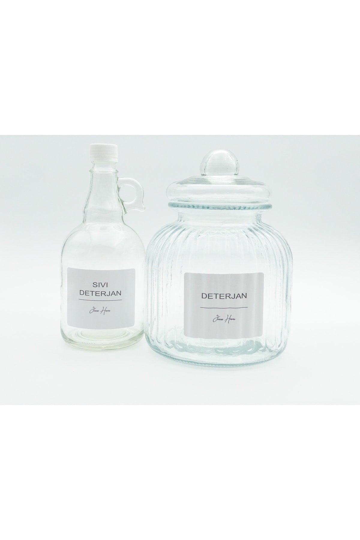 Decorative Glass Detergent Jar/Box 3.5 liter And Liquid Detergent Bottle 1 Liter - Swordslife