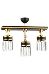 Deep 3 Pcs Crystal Stone Black Gold Modern Chandelier - Swordslife