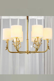 Deer Antler Modern Gold Color Cream Headed Six Piece Chandelier - Swordslife