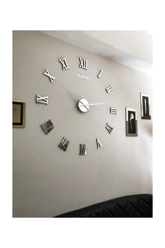 Large mirrored plexiglass wall clock with Roman numerals 70–120 cm diameter