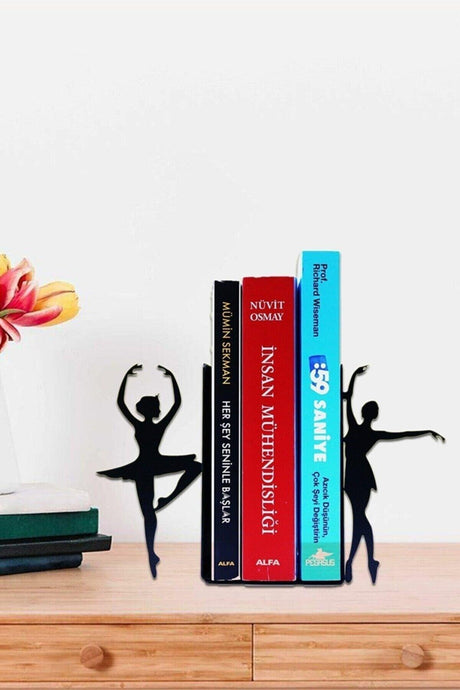 Decorative Metal Book Holder Set of 2 Ballerina Black Cat Figured Book Support - Swordslife