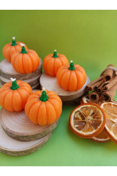 Decorative Mini ORANGE Pumpkin Candle 6 Pieces (4cm X3 Cm) - Swordslife