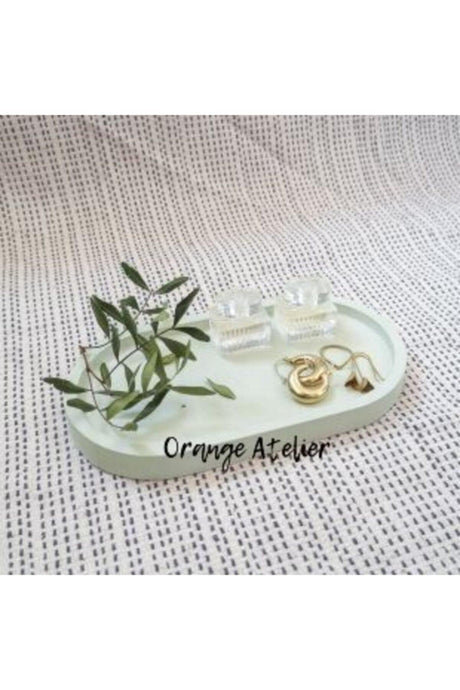 Decorative Oval Concrete Trinket Plate Concrete Jewelry Plate Candle Plate Candle Holder Organizer - Swordslife