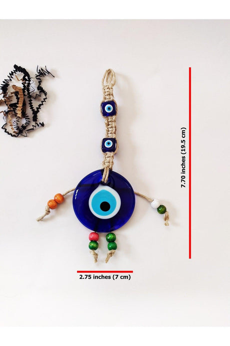 Patterned, Straw Thread 7x7 Cm Glass Evil Eye Beads Wall Ornament - Swordslife