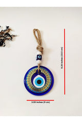 Patterned, Straw Thread 9x9 Cm Glass Evil Eye Beads Wall Ornament - Swordslife