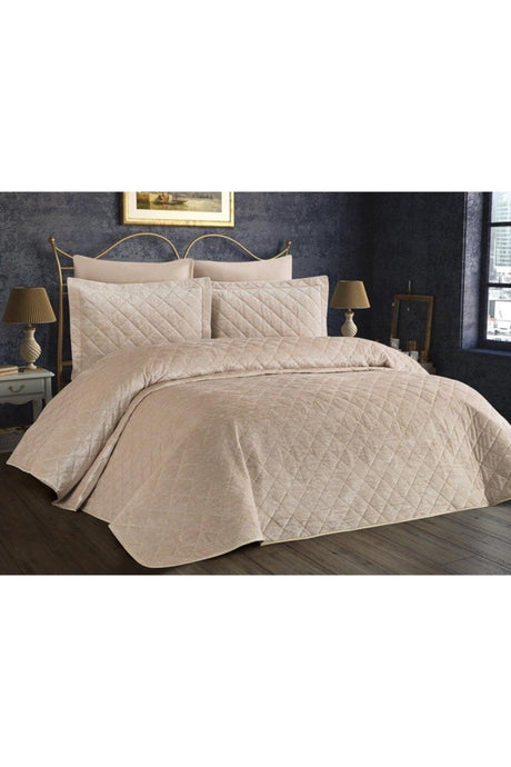 Dessert Velvet Double Bedspread Beige - Swordslife