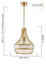 Diamond Crystal Stone Gold Yellow Single Pendant Lamp Chandelier - Çakır Chandelier - Swordslife