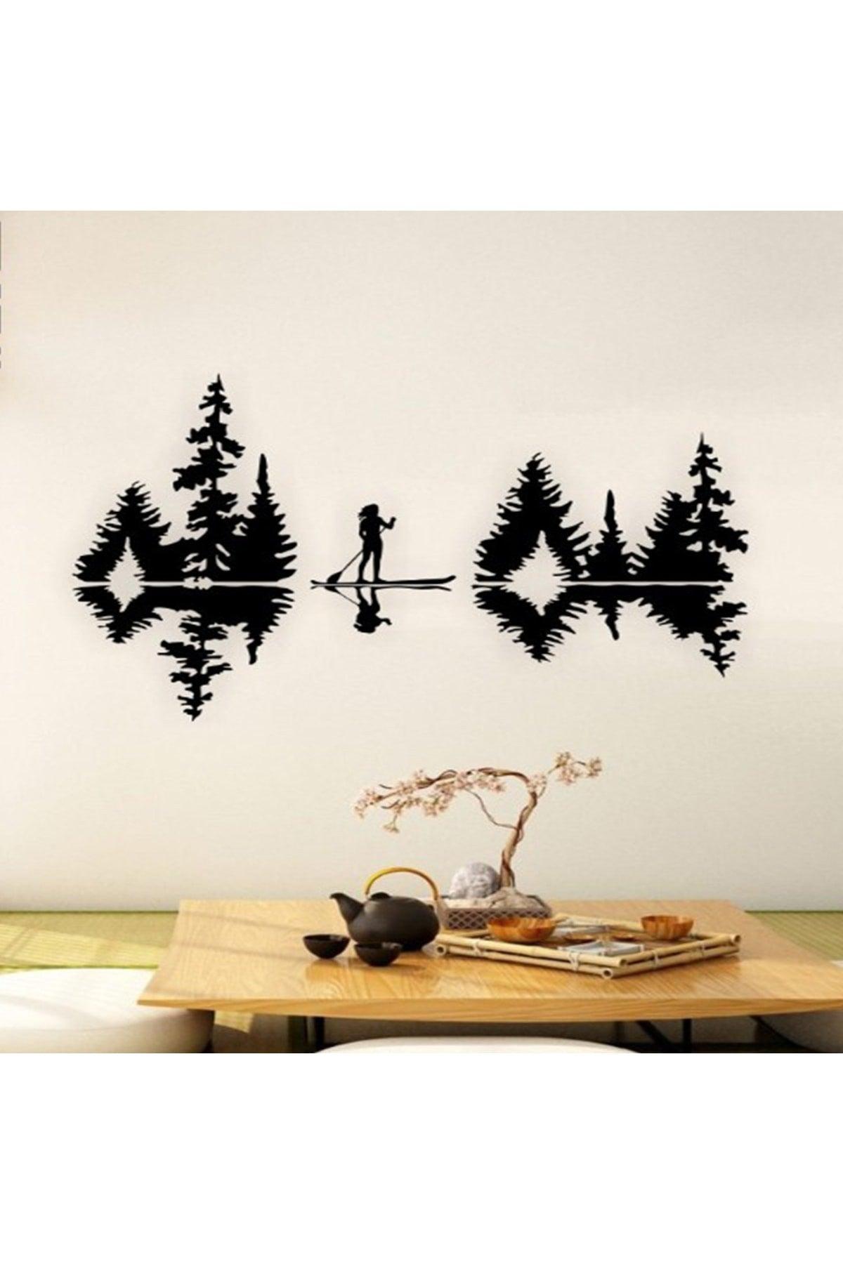 Natural Wood Laser Cut Nature Scenery Reflection Wall Decoration 50x30cm - Swordslife