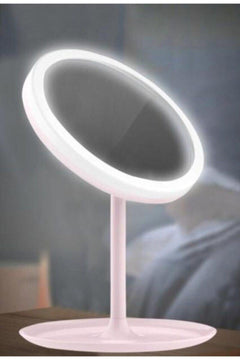 Pink LED Touch‑Activated Makeup Mirror with USB Rechargeable Battery – 30 cm Height