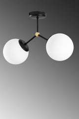 Binary Black Modern Acrobat Model White Globe Glass Chandelier - Swordslife