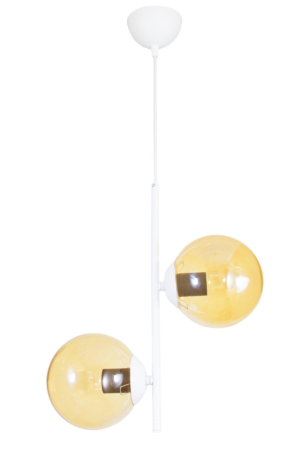 Double Modern Honey Globe Glass White Chandelier - Swordslife