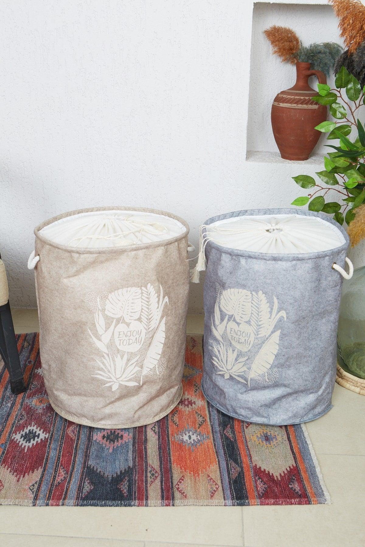 Double Set Laundry Basket, Felt Dirty Basket, Set of 2 2 Colors 50*35 Cm - Swordslife