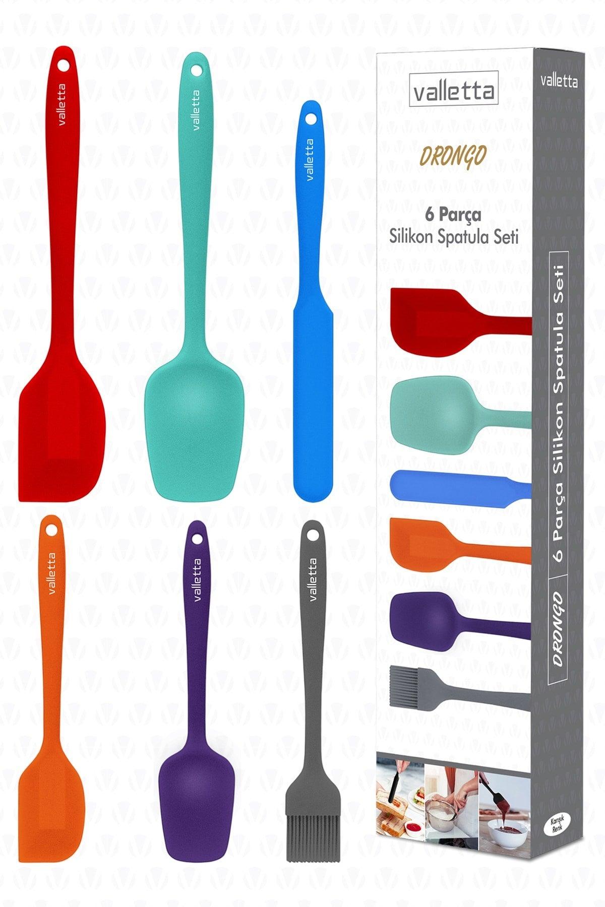 Drongo Heat Resistant Fireproof Non-Stick Silicone Spatula Set 6 Pieces Mixed Color - Swordslife
